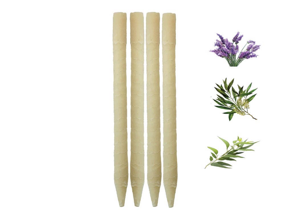 Herbal Ear Candles Infused w/Lavender, Eucalyptus, & Tea Tree Essential Oils - Made in the USA