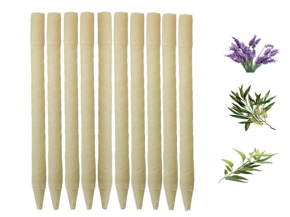 Herbal Ear Candles 10pk Infused w/Lavender, Eucalyptus, & Tea Tree Essential Oils - Made in the USA