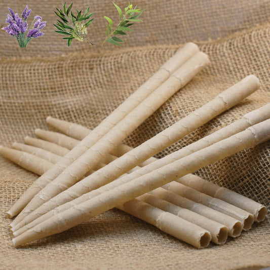Herbal Ear Candles 10pk Infused w/Lavender, Eucalyptus, & Tea Tree Essential Oils - Made in the USA