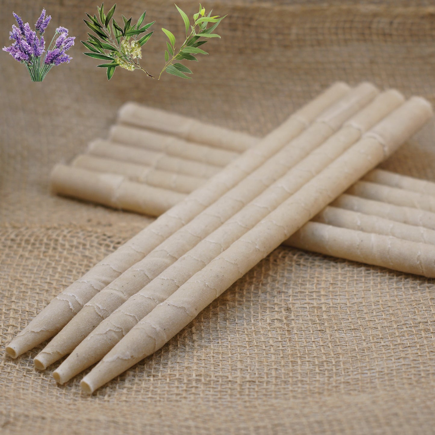 Herbal Ear Candles Infused w/Lavender, Eucalyptus, & Tea Tree Essential Oils - Made in the USA