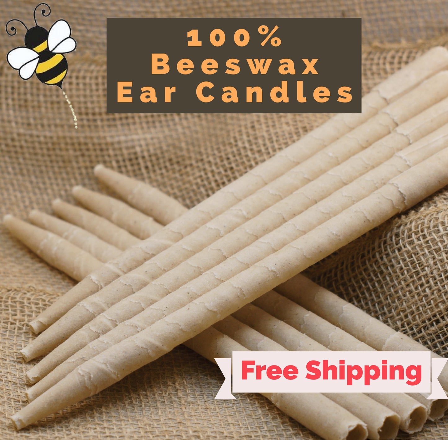 Ear Candles 10pk Beeswax - All Natural No Additives - Made in the USA